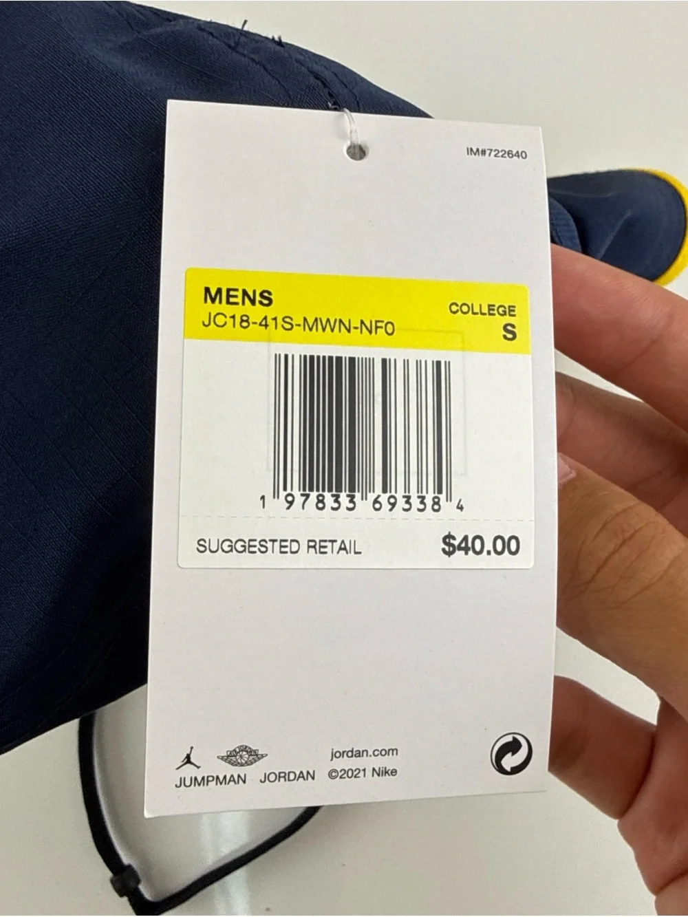 Jordan x Michigan Navy and Yellow Men's Bucket Hat